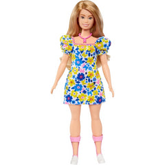 Barbie Fashionista Doll Down Syndrome Society with Tropical Dress Pink Necklace