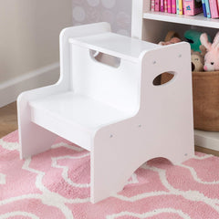 KidKraft Two Step Wooden Step Stool in White For Kids