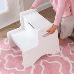 KidKraft Two Step Wooden Step Stool in White For Kids