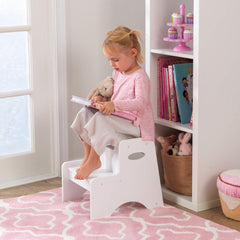 KidKraft Two Step Wooden Step Stool in White For Kids