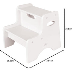 KidKraft Two Step Wooden Step Stool in White For Kids