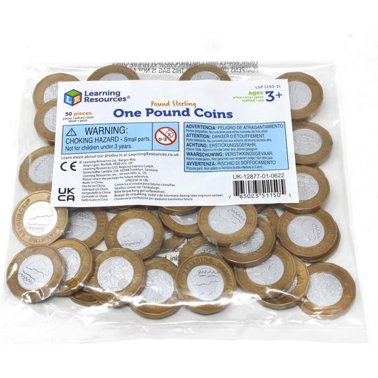 Learning Resources Pound Sterling Coins 1 Pound Learning Pack of 50 Toy