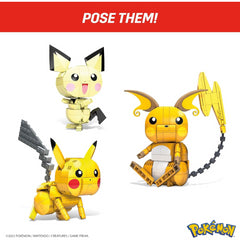 Mega Pokemon Figures Toy Building Set  4-Inch Pikachu Raichu and Pichu Trio