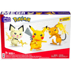 Mega Pokemon Figures Toy Building Set  4-Inch Pikachu Raichu and Pichu Trio