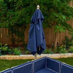 KidKraft Outdoor Sectional Sofa Ottoman & Umbrella Set in Barnwood Grey Colour