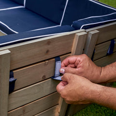 KidKraft Outdoor Sectional Sofa Ottoman & Umbrella Set in Barnwood Grey Colour