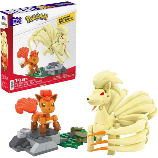 MEGA Pokemon Building Toy - Vulpix Evolution Set with 145 Pieces and Ninetales
