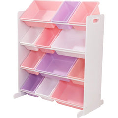 KidKraft Sort It and Store It Bin Unit Toy Organiser in White & Pastel