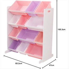 KidKraft Sort It and Store It Bin Unit Toy Organiser in White & Pastel