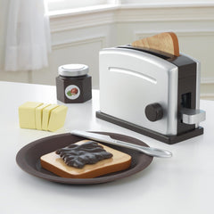 KidKraft Toaster Set Espresso Toy Playset with Play Food