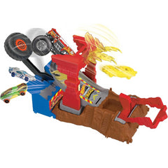 Hot Wheels Monster Trucks Fire Crash Challenge Playset Alarm Arena