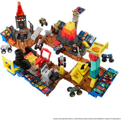 Hot Wheels Monster Trucks Fire Crash Challenge Playset Alarm Arena