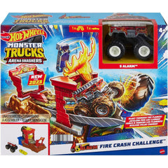 Hot Wheels Monster Trucks Fire Crash Challenge Playset Alarm Arena