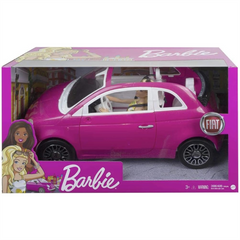 Barbie Doll And Pink Fiat 500 Car Vehicle