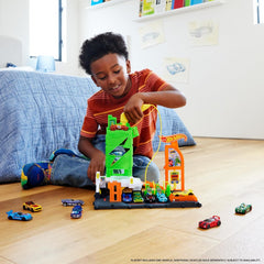 Hot Wheels Lets Race City Super Recharge Fuel Station EV Playset and Toy Car