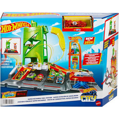 Hot Wheels Lets Race City Super Recharge Fuel Station EV Playset and Toy Car