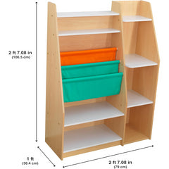 KidKraft Pocket Storage Bookshelf in Natural and White Colour