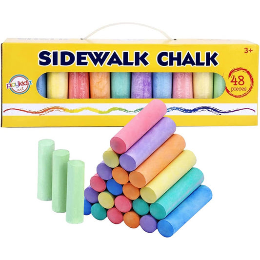 Playkidiz Sidewalk Chalk 48 Pieces Outdoor Drawing Toy