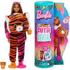 Barbie Cutie Reveal Doll and Accessories with Tiger Plush Costume & 10 Surprises
