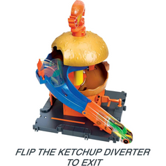 Hot Wheels City Downtown Burger Blitz Drive-thru Playset and Toy Car