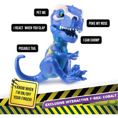 Wow Wee Untamed T-Rex Cobalt Roaring Dino with 40 Sounds and Reactions