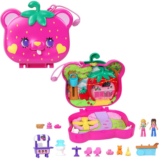 Polly Pocket Dolls Playset with Fidget Exterior Straw-beary Patch Compact