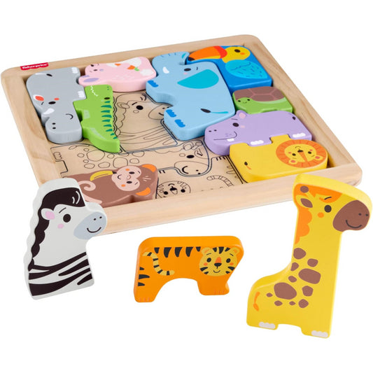 Fisher-Price Wooden Animal Puzzle Early Learning Toy