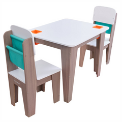 Kids 3 Piece Rectangular Activity Table and 2 Chair Set in Grey Ash Colour