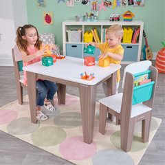 Kids 3 Piece Rectangular Activity Table and 2 Chair Set in Grey Ash Colour