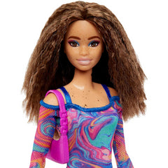 Barbie Fashionistas Doll Crimped Hair And Freckles and Marble Rainbow Dress