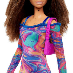 Barbie Fashionistas Doll Crimped Hair And Freckles and Marble Rainbow Dress