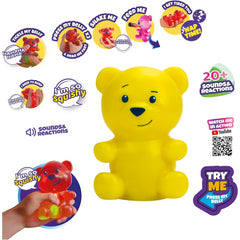 Gummymals Squishy Gummy Interactive Pet Bear with 10 Reactions & Sounds - Yellow