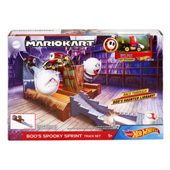 Hot Wheels Mario Kart Boo's Spooky Sprint Race Track Playset with Shy Guy