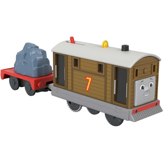 Thomas & Friends Motorized Toy Train Toby Battery-Powered Engine with Cargo Car