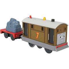 Thomas & Friends Motorized Toy Train Toby Battery-Powered Engine with Cargo Car