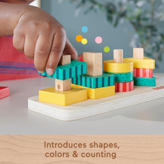 Fisher-Price Toddler Sorting Toy Wooden Shape Stacker 13 Wood Pieces