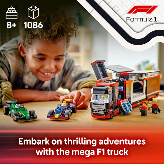 Lego City 60445 F1 Truck with RB20 & AMR24 Cars Playset