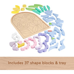 Fisher-Price Wooden Flower Puzzle Blocks Toy with 37 Pieces