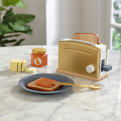KidKraft Metallic Toy Toaster Set With Play Food