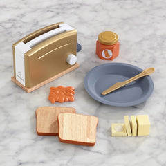 KidKraft Metallic Toy Toaster Set With Play Food