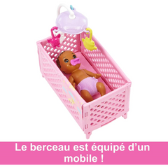 Barbie Doll Crib Playset with Skipper Sleepy Eyes Baby Sleepy Eyes Furniture