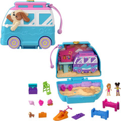 Polly Pocket Dolls Playset with Fidget Exterior Seaside Puppy Ride Compact
