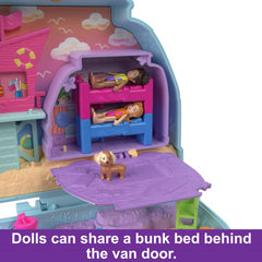 Polly Pocket Dolls Playset with Fidget Exterior Seaside Puppy Ride Compact