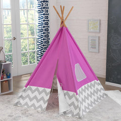 KidKraft Deluxe Play Teepee Tent with Pink Grey and White Chevrons