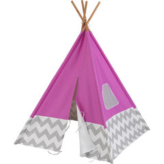 KidKraft Deluxe Play Teepee Tent with Pink Grey and White Chevrons