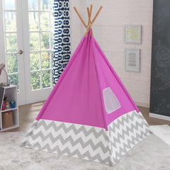 KidKraft Deluxe Play Teepee Tent with Pink Grey and White Chevrons