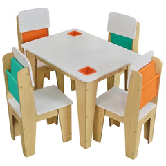 KidKraft Pocket Storage Table and 4 Chairs - Natural (Collection Only)