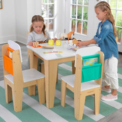 KidKraft Pocket Storage Table and 4 Chairs - Natural (Collection Only)