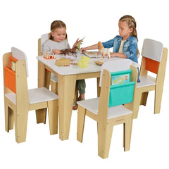 KidKraft Pocket Storage Table and 4 Chairs - Natural (Collection Only)