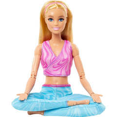 Barbie Made to Move Doll Blonde Blue Yoga Pants and Pink Top